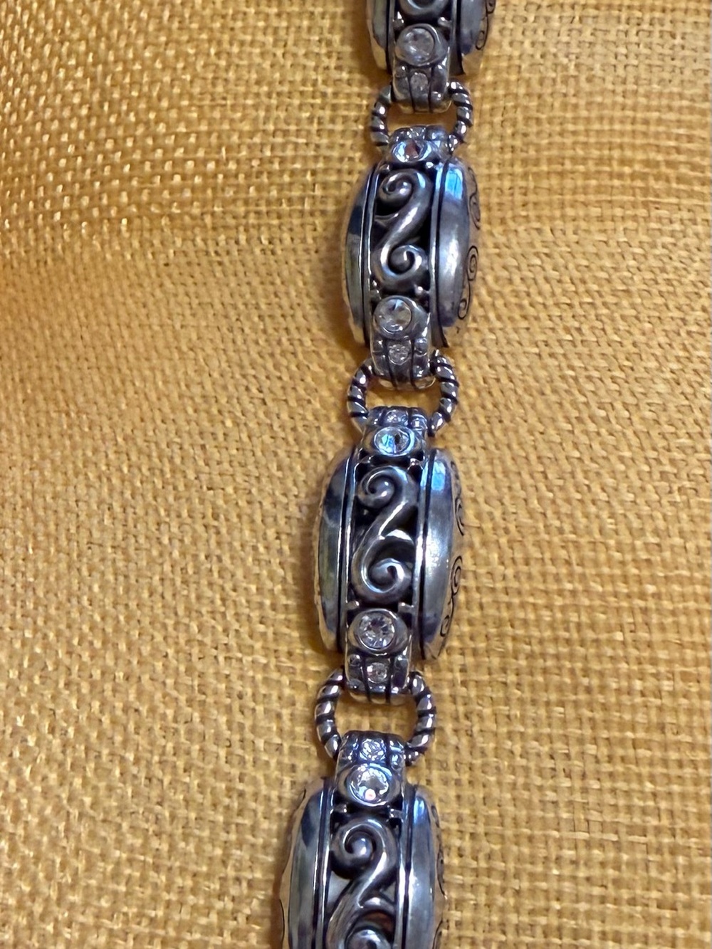 Brighton Contempo Silver Swirl Link Bracelet with Clear Stones